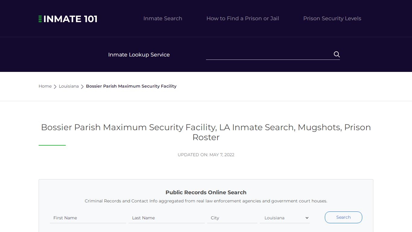 Bossier Parish Maximum Security Facility, LA Inmate Search ...
